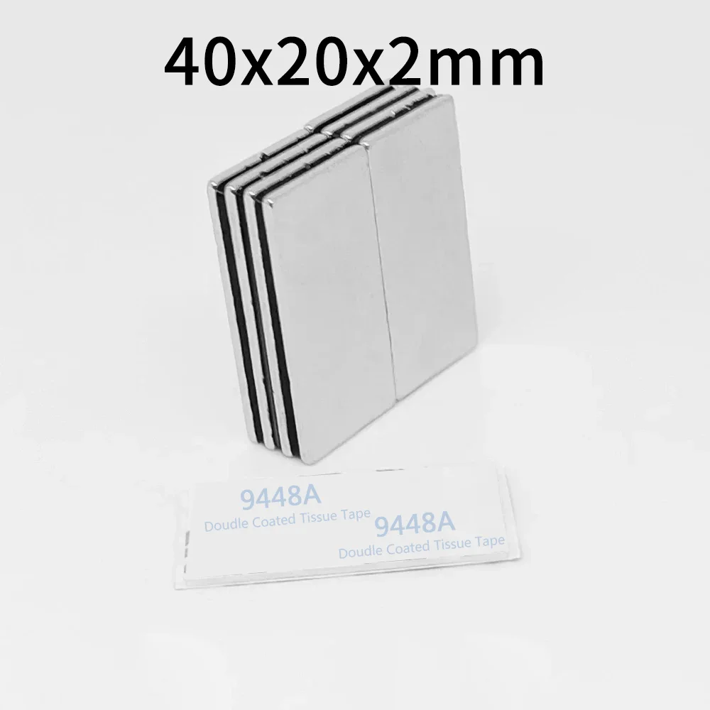 40x20x2mm Block Strong Powerful Neodymium Magnets With 3M Self-Adhesive 20x10x2 2/5/10/15/20/50PCS