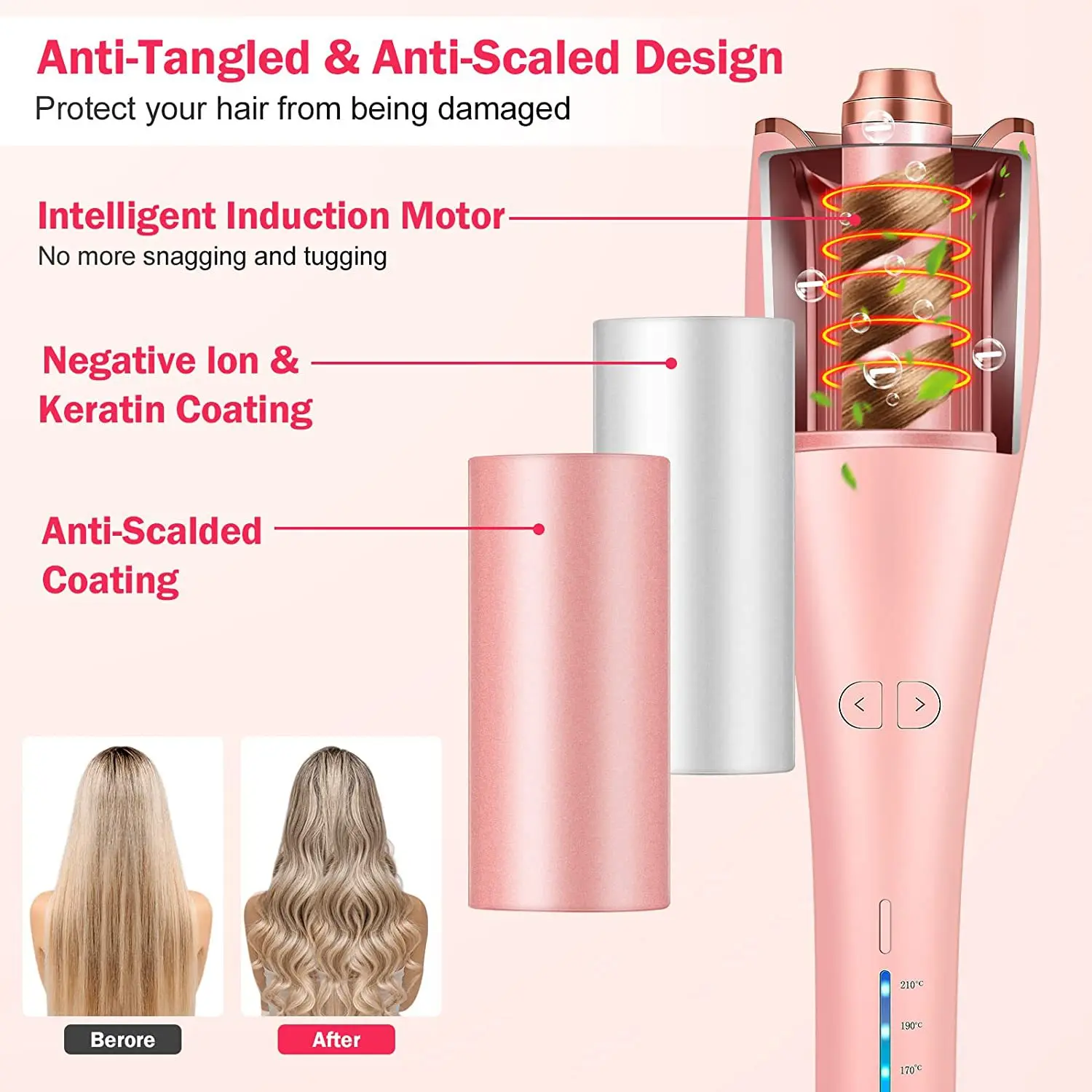 Description Picture 6 of item32mm Ceramic Negative Ion Anti-Scald Curling Irons Automatic Hair Curler Stick Rotating Curling Irons For Hair Styling Tools