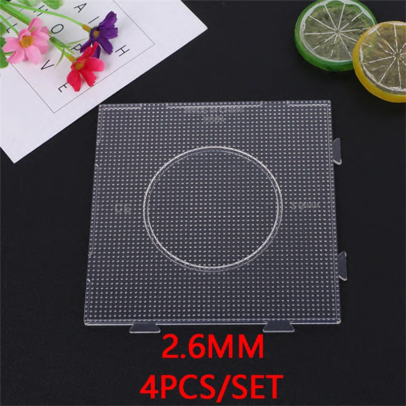 4 Stück 2,6mm/5mm Bügelperlen Transparente Extra Große Quadratische Bügelplatten DIY-Material Vorlage Schmelzperlen – Detail 4