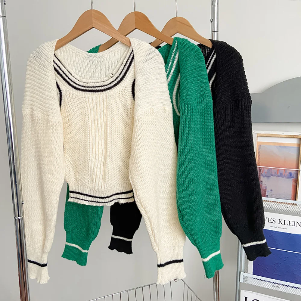 

Chic Knitted Vest+Loose Short Knit Outwear Coat for Women Spring Autumn Fashion Sweater 2Pcs Sets Cool Girls Tops Streetwear