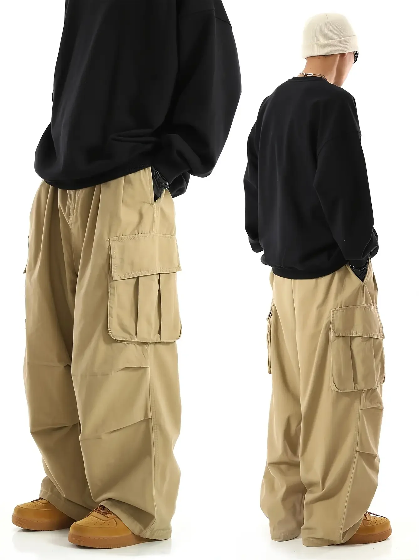 Large men's Multi Pocket Loose Work Pants Casual Pants Fashionable Dressing Design