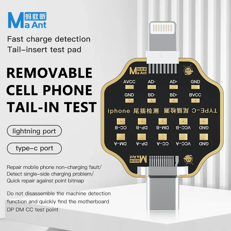 

MaAnt Detachable Mobile Phone Tail Plug Test Fast Charge Board for IPHONE Android Lightning TYPE-C No Charging Fault Detection