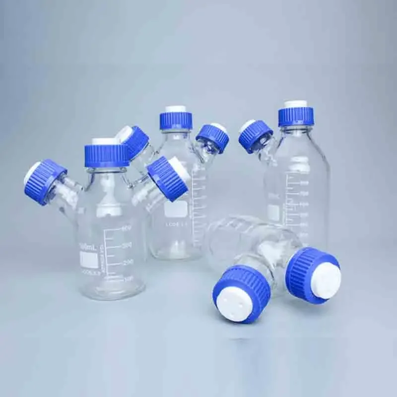 500ml 1000ml Multi-port Mobile Phase PTFE Solvent Bottle Blue Cap Bottles HPLC Reagent Bottle Two-necked Vials