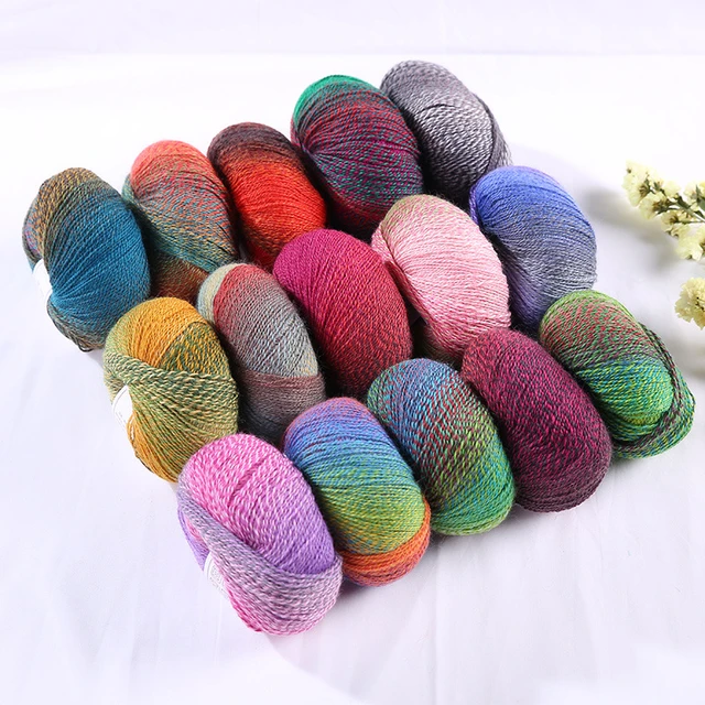 60% Wool Rainbow Yarn For Crocheting 40% Man Made Fiber Acrylic