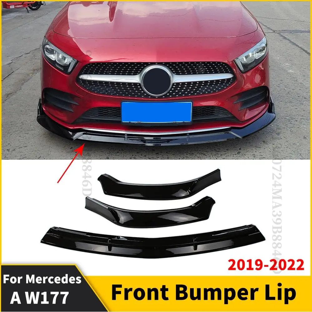 

Front Bumper Lip Chin Cover Splitter Refit For Mercedes W177 Benz A Splitter Body Kit 2019 2020 2021 2022 Facelift Tuning Guard
