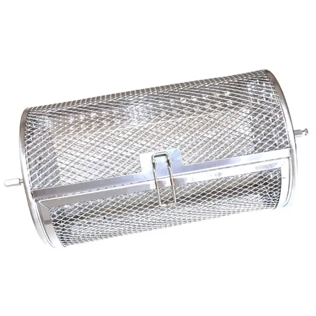 Grill Pörkölő Dob Tartós Rohanás Elleni Rozsdamentes Acél Huzal Forgó Dió Bab Kosár Étterem Kiegészítő