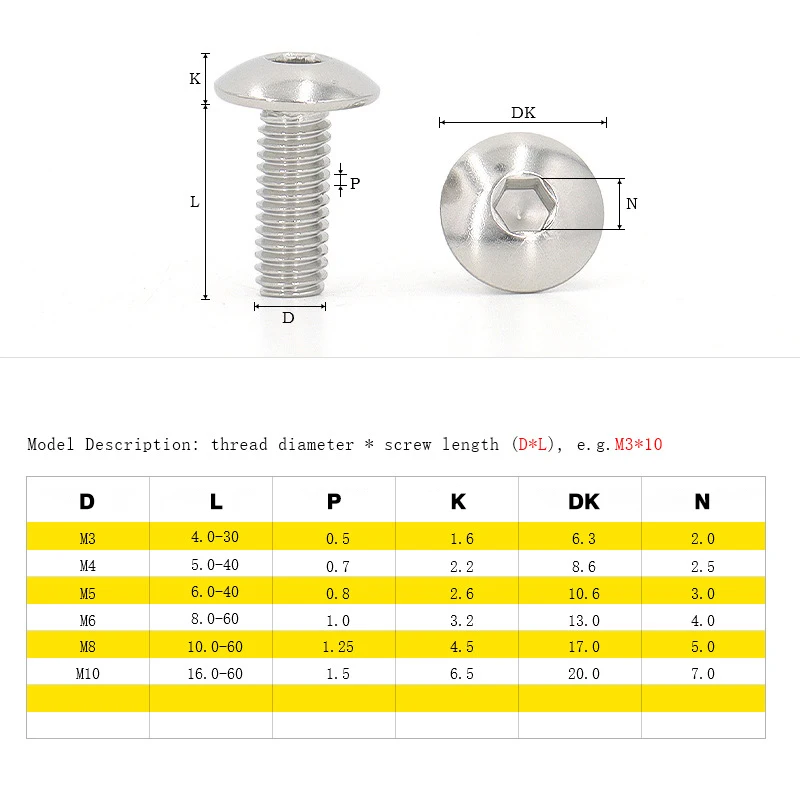 20pcs Stainless Steel Hexagon Socket Screw For ATV Moped