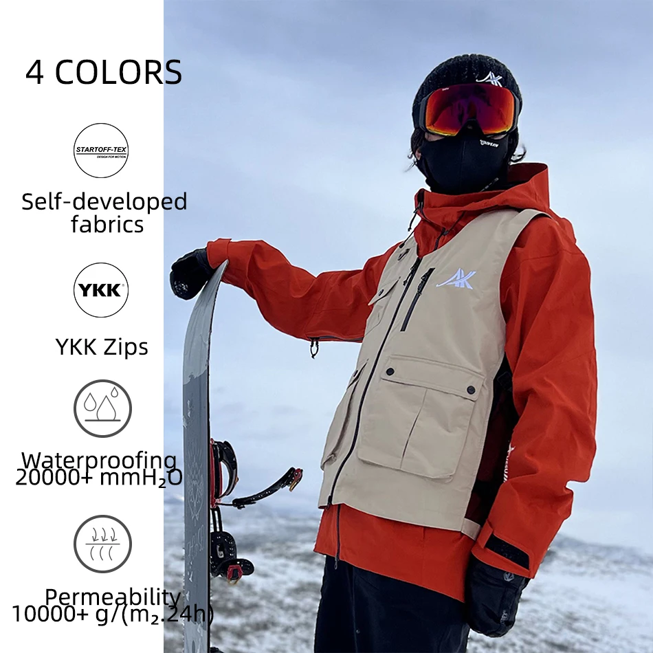XNOW 3L Ski Clothes Men Skiing Vest Winter Women Outdoor Professional Windproof Waterproof Snowboarding Tracksuit Snow Clothing