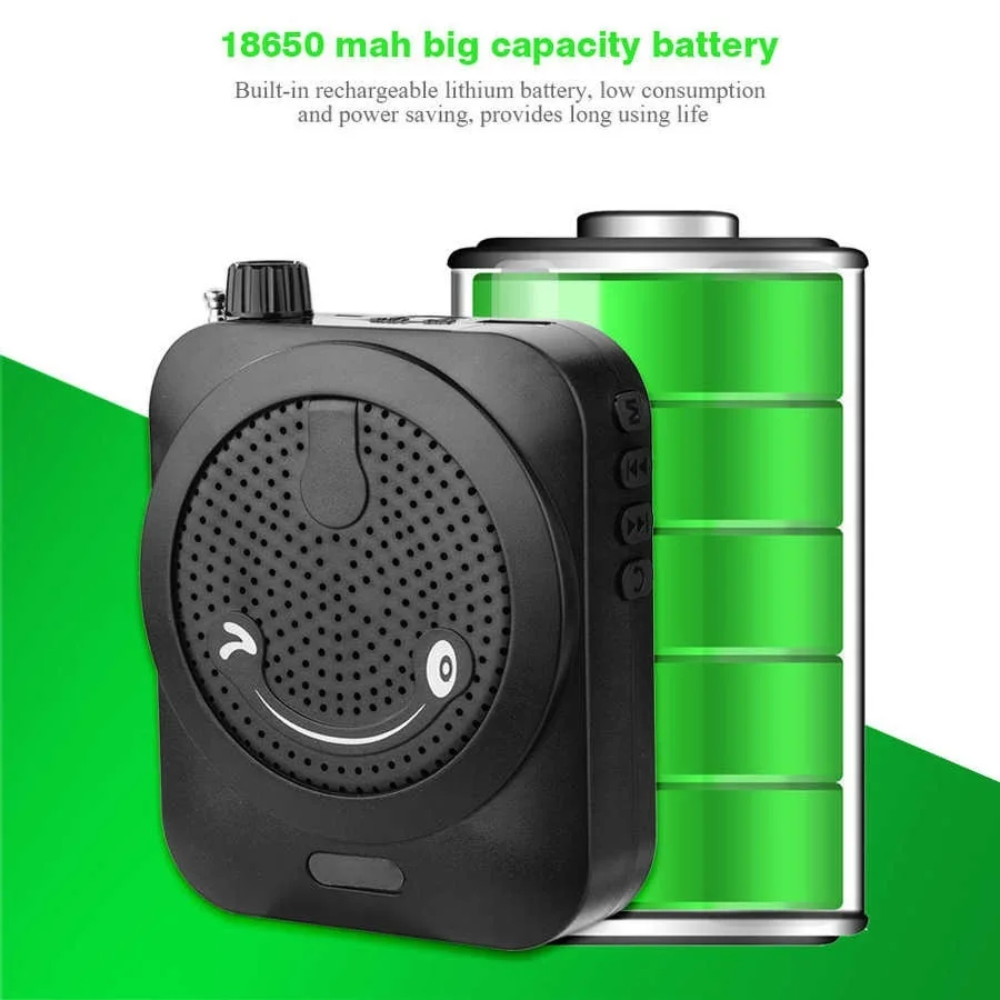 Professional Voice Amplifier Mini Voice Speaker with Earhook Microphone Support FM Radio/One-buttons Recording for Teacher - ANKUX Tech Co., Ltd