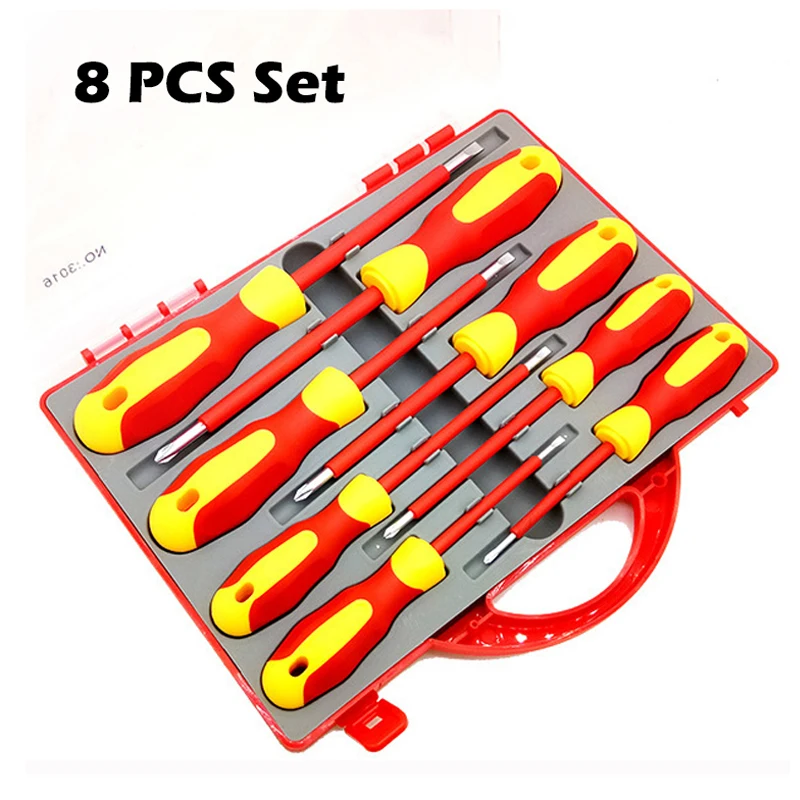 8 PCS Insulated Screwdriver Set Slotted Phillips High Voltage Resistant Screw Driver Electrician's Professional Tools Hand Tools