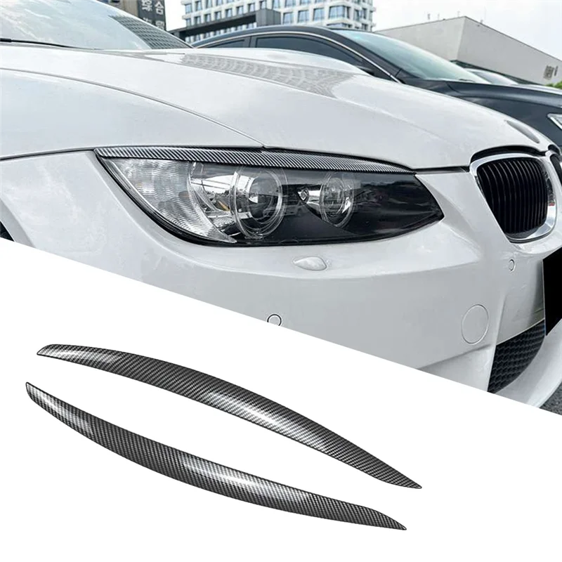 Car Carbon Fiber Headlights Eyebrows HeadLight Trim Stickers for 3 Series E90 2005-2012 Accessories