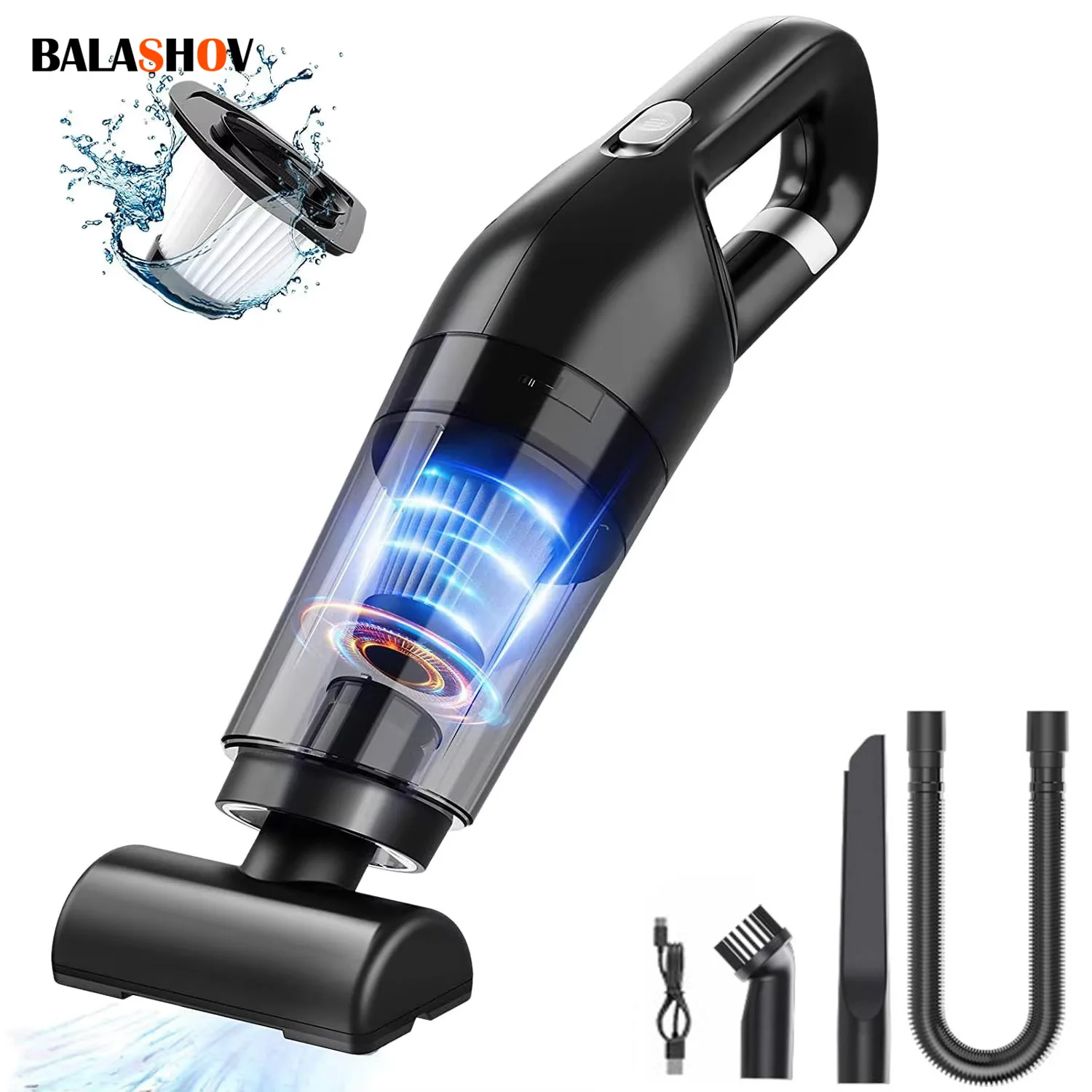 BALASHON Staubsauger Mini Tragbare Drahtlose Handreiniger Leistungsstarke Reinigungsmaschine Auto Haushaltsgerät Für Staub Tierhaare