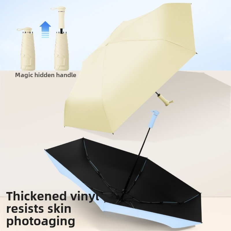 New half Umbrella Retractable Hidden Advertising Custom Weather and Rain Shading Tiny Anti Ultraviolet Sun Portable Ultra Light