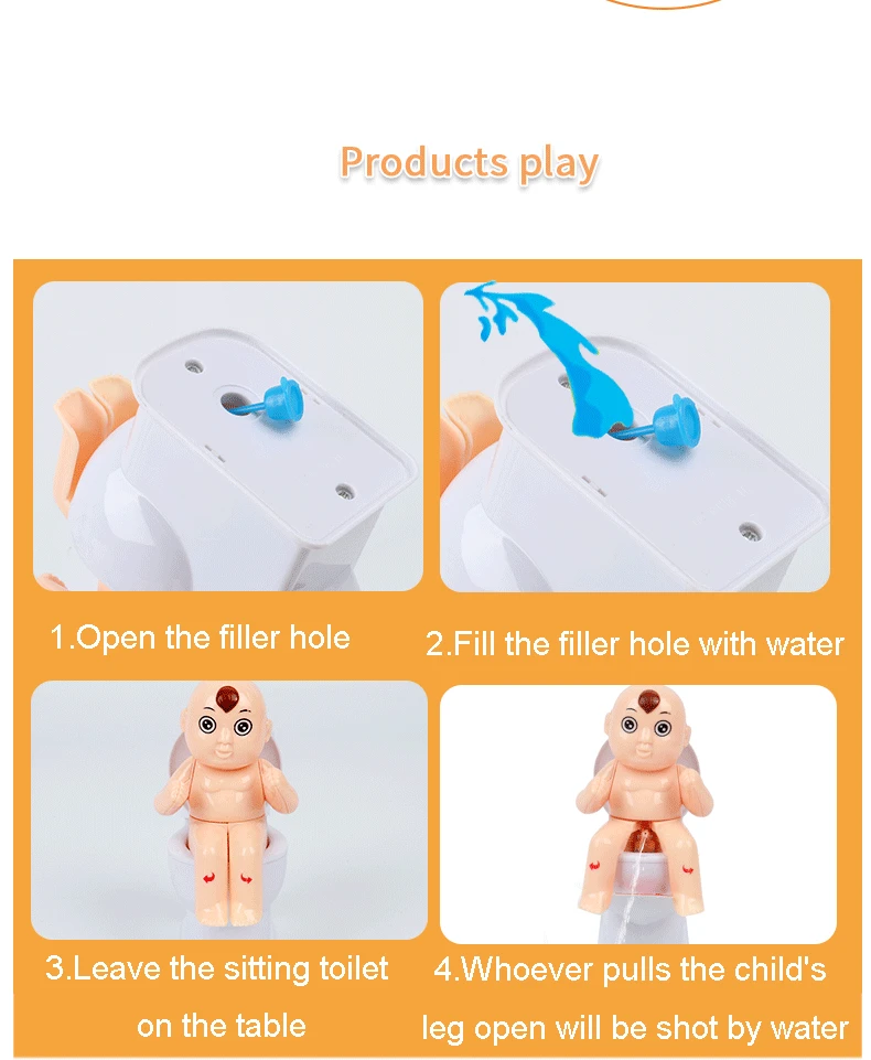 Funny Children Tricky Shooting Water Toys Novelty Squirt Joke Toy Doll Toilet Pee Cartoon Boy Water Spray Trick Squishy