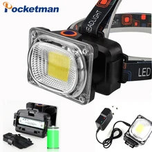 

Power COB LED Headlight Headlamp DC Rechargeable Head Lamp Torch 3-Mode 18650 Battery Waterproof Hunting Fishing Lighting