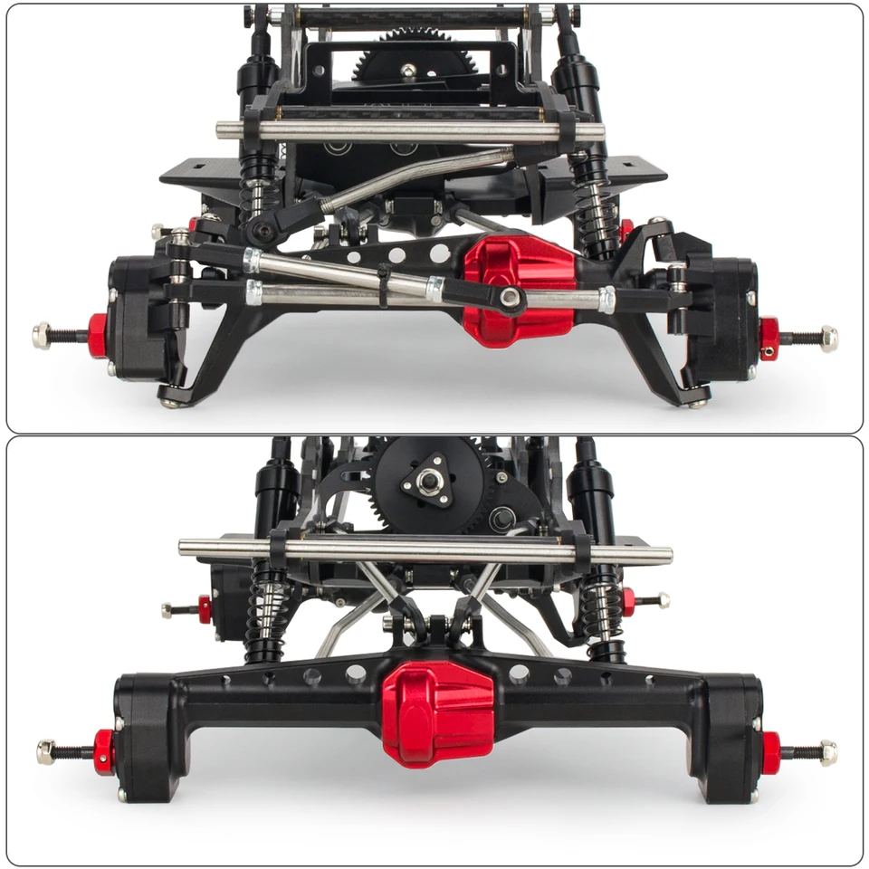 HooCrawler H4 Carbon LCG Chassis Kit - 1/10 Scale, For SCX10, TRX-4, Capra, With Delrin Skid Plate & Dual Servo Mount