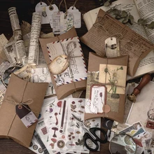 

30pcs/set Butterfly Decal Hand Account Past Recall Small Grid Series Retro Material Stickers Collection Scrapbook Material Paper