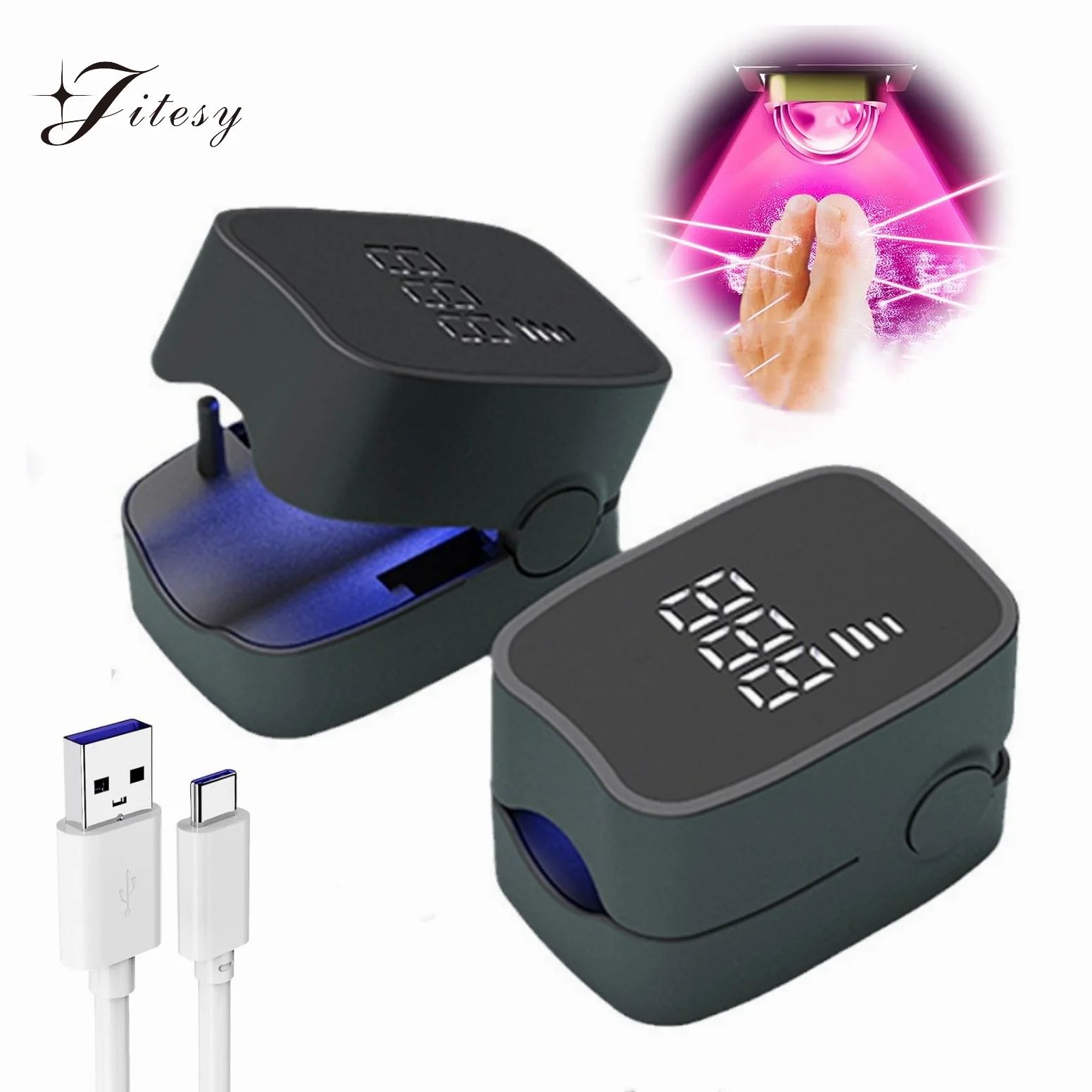 Nail Fungus Remover LED Laser Fungi Nails Feet Device for Cleaning Onychomycosis Digital Display 905nm Infrared Light 470nm Blue Light Nail Salon