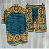 2024 Royal Luxury Men Shirt Sets Vintage Pattern 2 Piece Suit Shorts Oufits Summer Short Sleeve Printed Shirts Ropa De Hombres 2