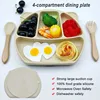 6Pcs Bear Dinner Plate Feeding Set For Kid Free Personalized Name Food Grade Silicone Suction Cup Plates Bowl Baby Tableware Set 6