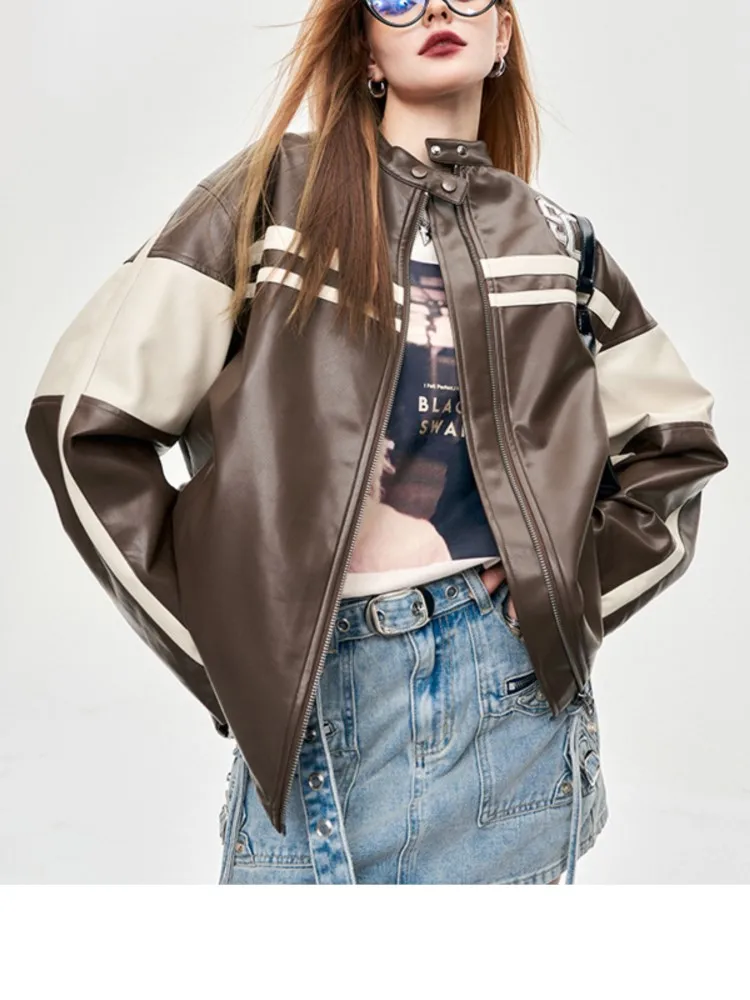 

Women's leather jacket, casual suit, new Spring 2024 jaqueta ladies jacket