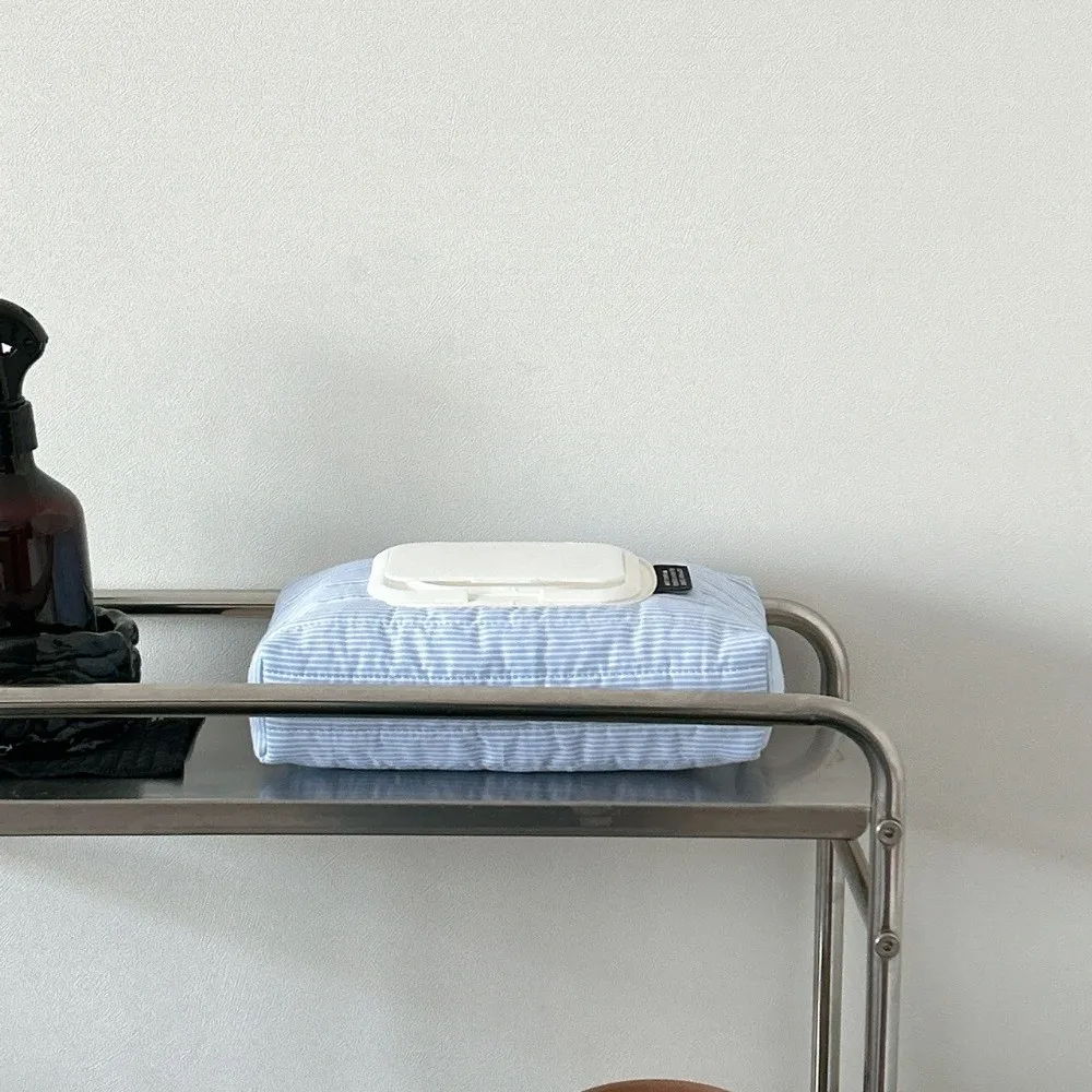 New Striped Quilted Wet Wipe Pouch Portable Pull Out Tissue Bag Multipurpose Car Tissue Box Living Room Organizer