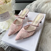 Luxury Designer White Women Wedding Pumps Mesh Embroidered Flowers Back Strap Sexy Slingback High Heel Dress Shoes for Ladies - Image 6