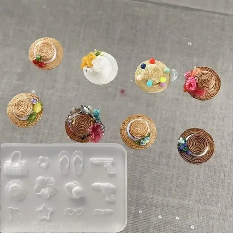 **1PC 3D 실리콘 몰드 네일 아트 장식 DIY 꽃 슬리퍼 모자 몰드 네일 쥬얼리 공예용 투명 매니큐어 템플릿