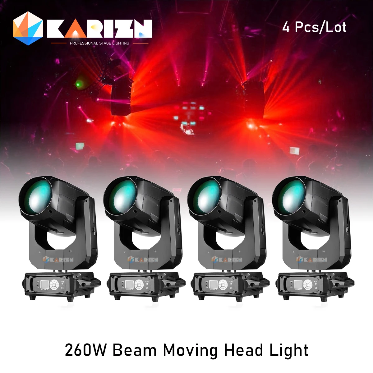 

0 Tax 4Pcs Bulb 260W 9R/10R Beam Moving Head Lighting Frost 16 With 8+16+24 Double prisms Rainbow For DJ Party Nightclub Dance