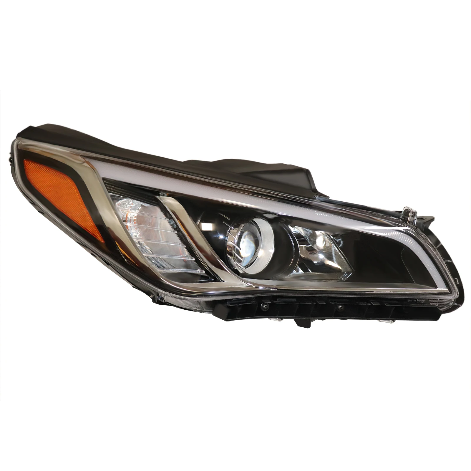 

[Left or Right] Side Headlight Halogen Headlamp For 2015-2017 Hyundai Sonata Eco Limited Sport H7 Bulb Chrome Housing Headlight