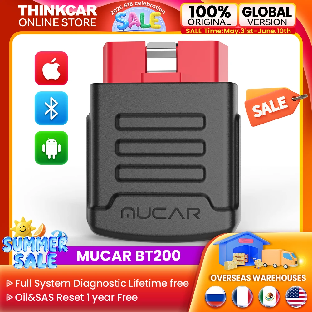 MUCAR BT200 Pro/BT200 Automotive OBD2 Scanner Full System Car Diagnostic Tool Bluetooth Obd 2 Oil SAS 15 Reset for All Car Scan
