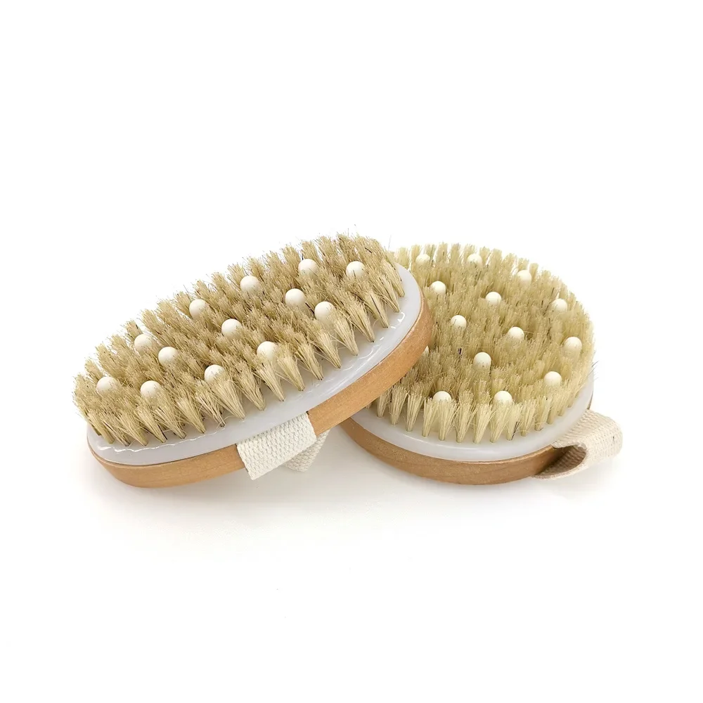 2 In 1 Dry Skin Body Brush Natural Bristle Dead Skin Remover Anti Cellulite Exfoliates Blood Circulation Health Massage Tools