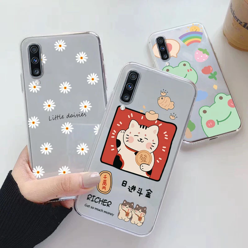 Per Samsung Galaxy A50 A50S A30S A70 Custodia Per Telefono Cover Posteriore Per Cartoni Animati Trasparente Soft Silicone Flower Funda Per Samsung A 5