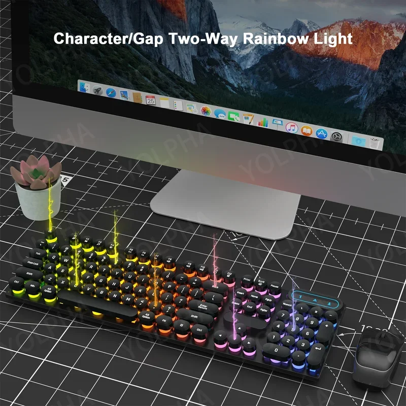 104 Keys Wired Keyboard LED Rainbow Backlight Breathing Light American QWERTY Layout for Computer Laptop PC Gaming mechanical keyboard