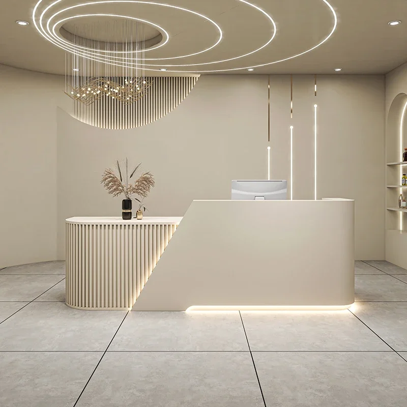 Beauty Salon Reception Desks Counter Bar Front Lectern L- Shape Cashier Reception Center Office Schreibtisch Furniture Counter