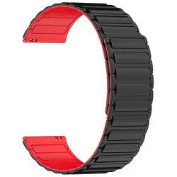 Magnetic Silicone Soft Strap, 22mm - Versatile Sports Band Bracelet - 1PCS 22mm (B - Black Red)