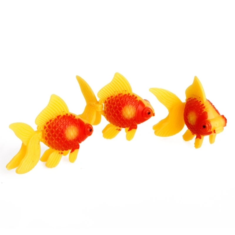 Artificial Fish Aquarium 3Pcs Plastic Moving Gold Fish Set Ornaments for Tank Fake Colorful Bowl