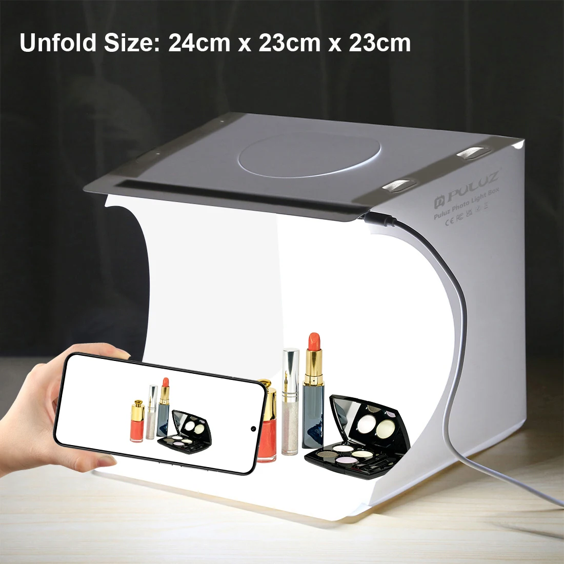 PULUZ 20cm Folding Portable 550LM Light Photo Lighting Studio Shooting Tent Box Kit with 2 Colors Backdrops