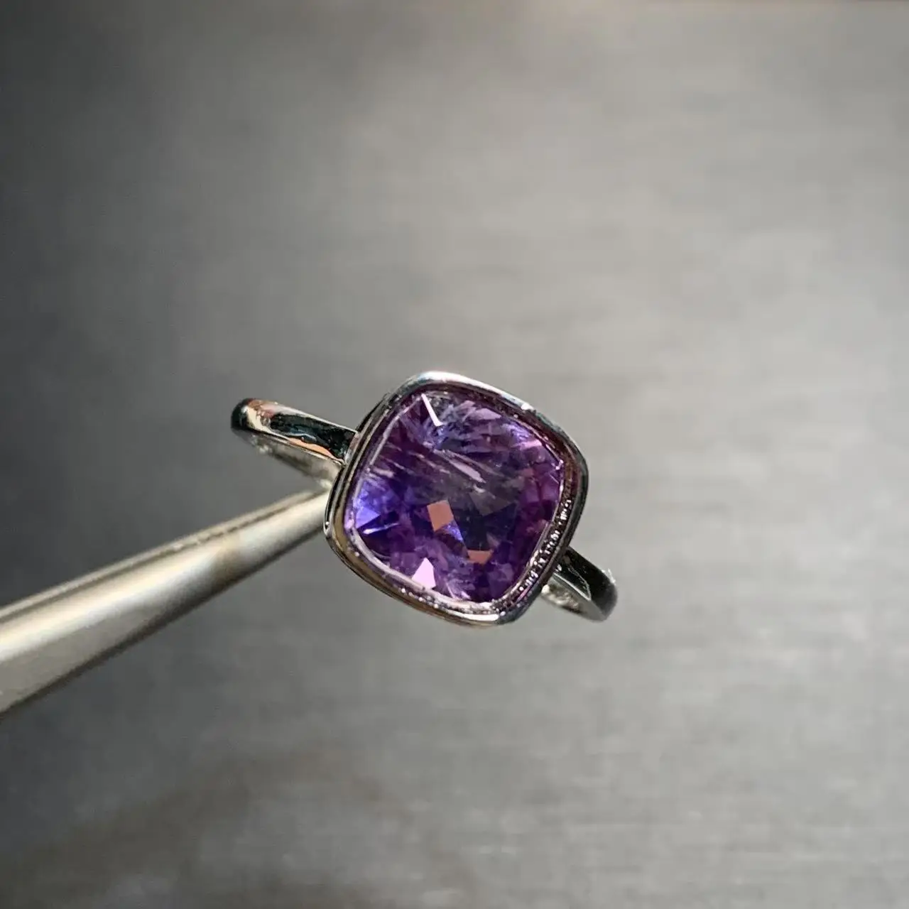 Natural Amethyst Ring Stone Female Handmade Rings Jewelry for Women Gift Purple Flower
