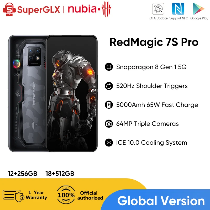 Global Version Nubia Redmagic 7 5G Snapdragon 8 Gen 1 Octa Core 6.8 inch  165Hz AMOLED 64MP Triple Cameras 65W Fast Charging - AliExpress