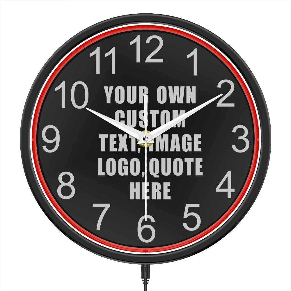 Barber Shop Red Neon Logo Metal Frame Wall Clock for Man Cave Barbering Business Sign Flexible Flex illuminated Neon Wall Clock