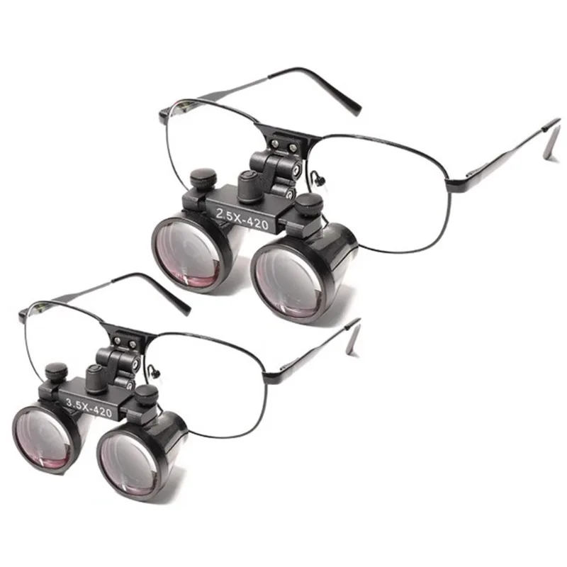 Dental Loupe Dental Lab Medical Loupe Magnifier Dentists Metal Eyeglass Frame Fabric Box