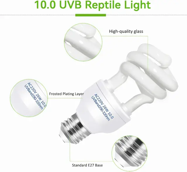 UVB 5.0 10.0 Reptile Heating Lamp 13W /26W UV Energy Saving Bulb Terrarium Basking Reptile Light Turtle Lizard Snake Lamps 5
