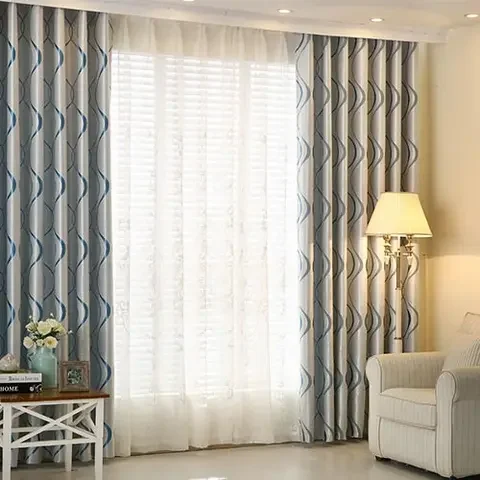 

BILEEHOME Modern Blackout Curtains Thermal Thick Luxury Wavy Striped Kitchen Curtains for Living Room Bedroom Curtains Decor