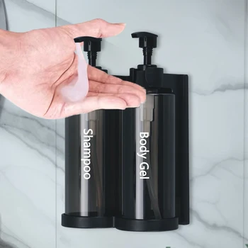 300ml Hand Sanitizer ขวดเครื่องจ่ายสบู่แชมพูเจลอาบน้ําติดผนังไม่มีรูติดตั้ง 1