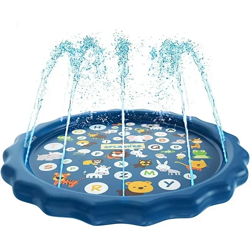 100/170cm Outdoor Kids Sprinkler Play Pad Mat Lawn Beach Letters Inflatable Water Pad Spray Water Games Mat Beach Cushion
