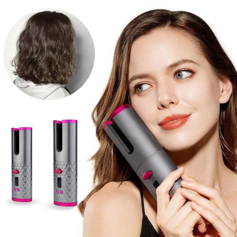 Portable USB Rechargeable Automatic Hair Curler Multifunctional Wireless LCD Mini Lazy Curling Iron Ladies Curling Styling Tool