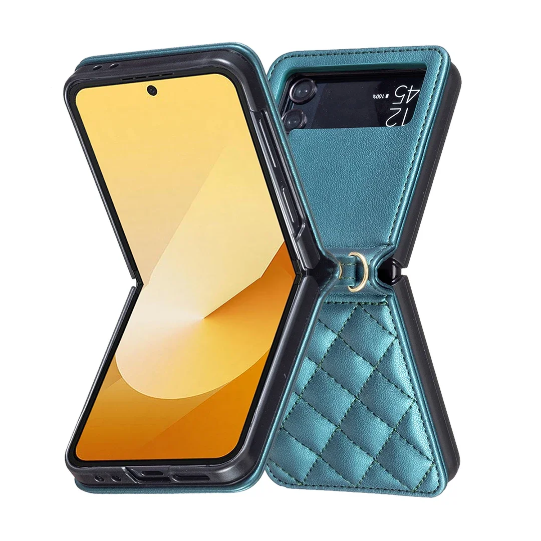 Elegant Diamond Lanyard Leather Crossbody Phone Case with Shoulder Strap