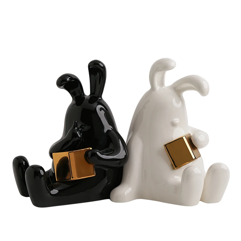 

Hxl Light Luxury Rabbit Bookend Decoration Creative Cute Living Room Bedroom Wine Cabinet Decoration