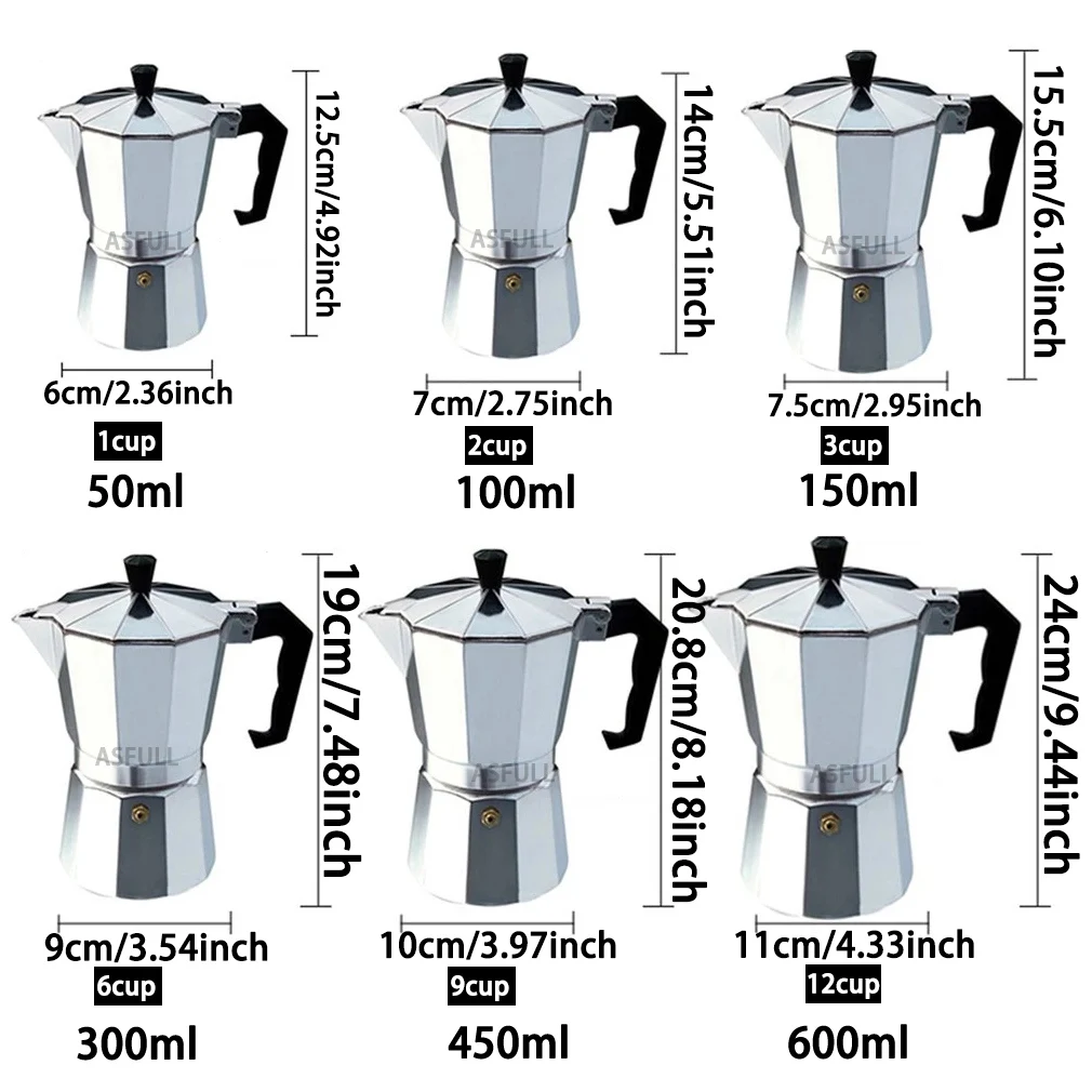 FeiC 1pc bialetti moka pot 2 cup 100ml espresso maker aluminum metal pot  for stove for barista